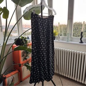 Reformation Black and White Floral Midi Skirt